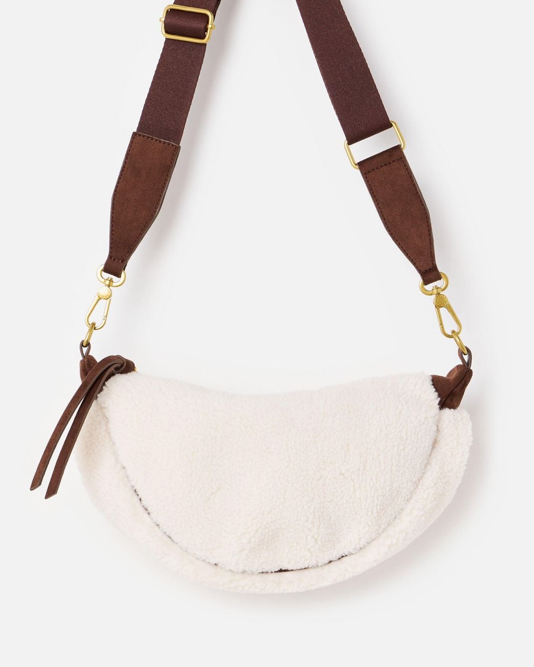 Oliver Bonas Natural Betty Teddy Faux Fur Belt Bag