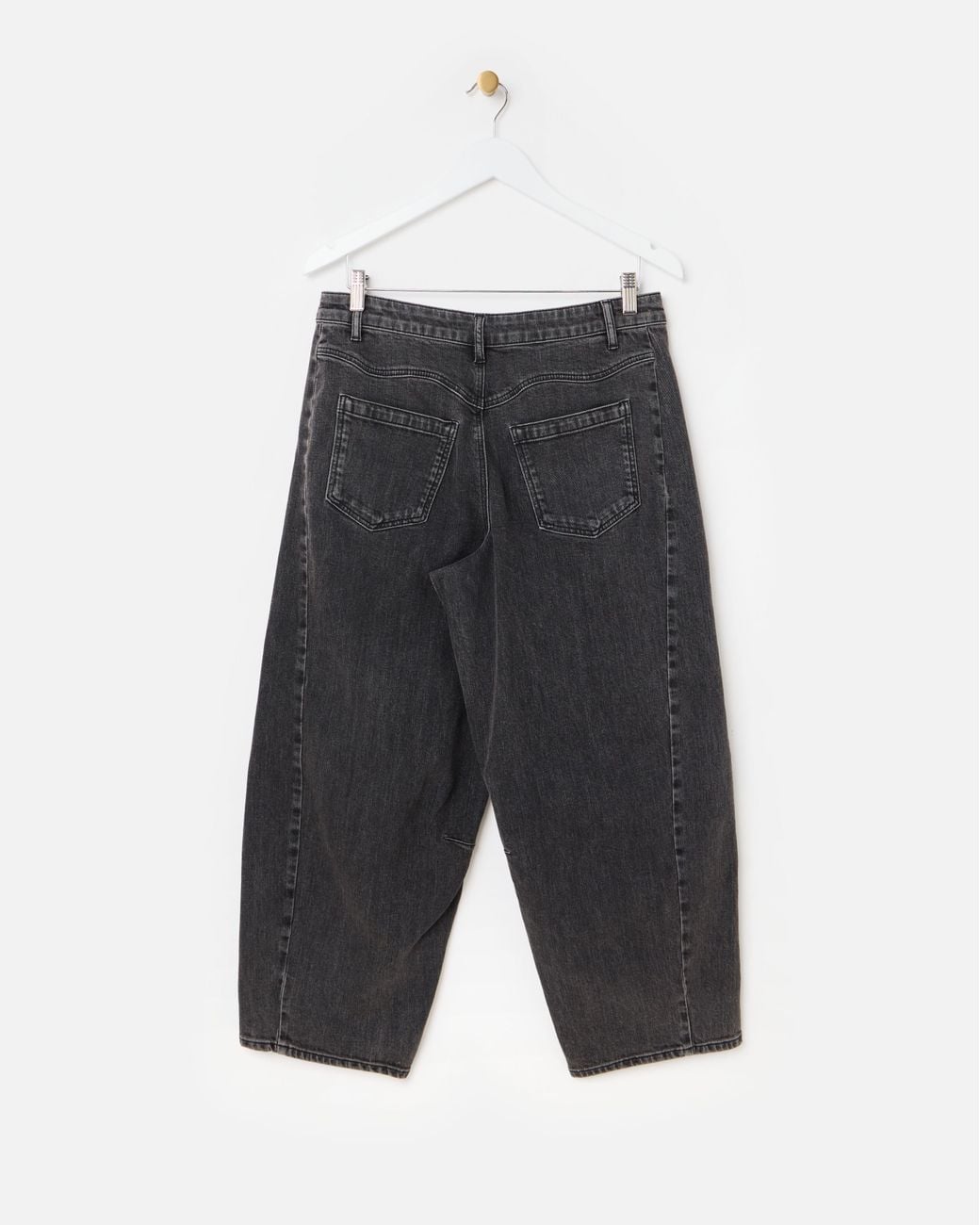 Oliver Bonas Green Washed Denim Barrel Leg Jeans, Size 6