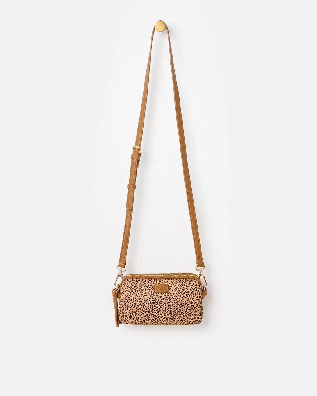 Oliver Bonas Metallic Naha Leopard Print Textured Crossbody Bag Medium