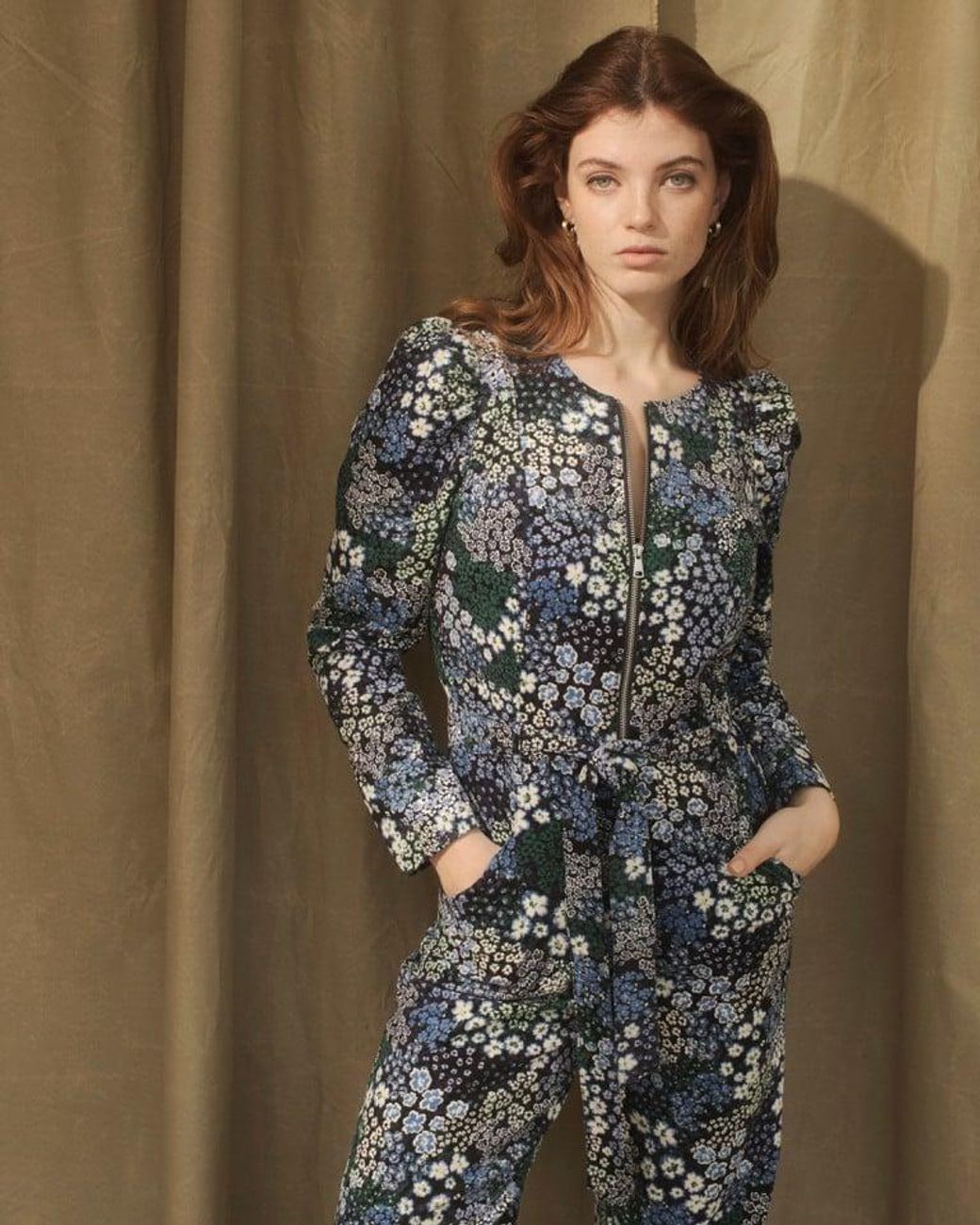 stil monteren goud Oliver Bonas Floral Print Cord Jumpsuit in Brown | Lyst