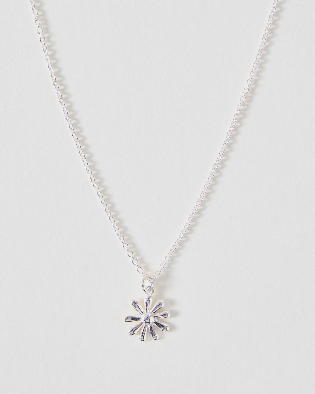 Oliver Bonas White Delilah Daisy Flower Charm Pendant Necklace