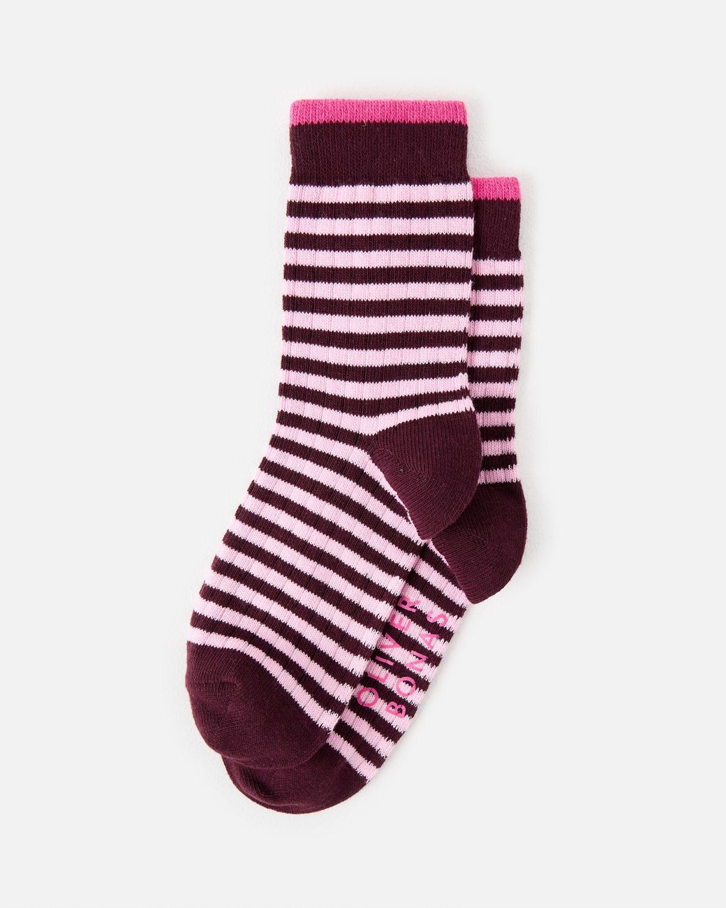 Oliver Bonas Pink Burgundy & Striped Ankle Socks