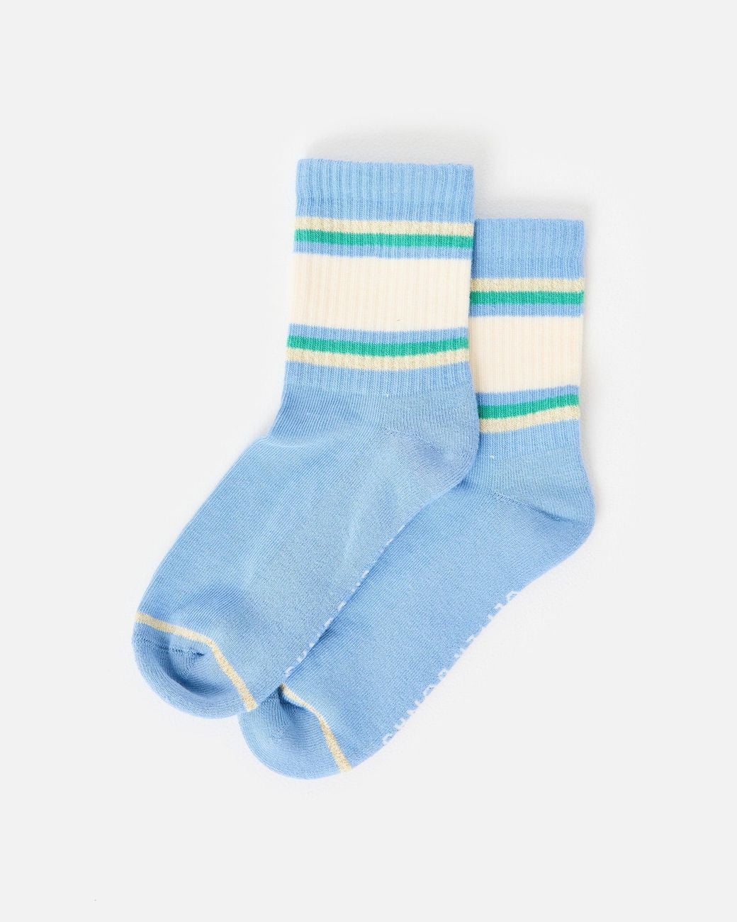 Oliver Bonas Blue & Cream Striped Sporty Ankle Socks