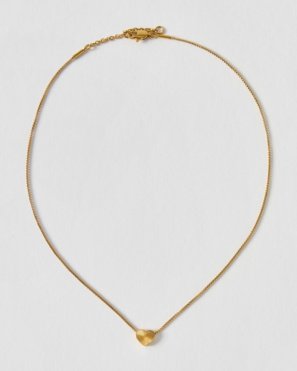 Oliver Bonas Metallic Finley Tone Waterproof Etched Heart Reversible Pendant Necklace