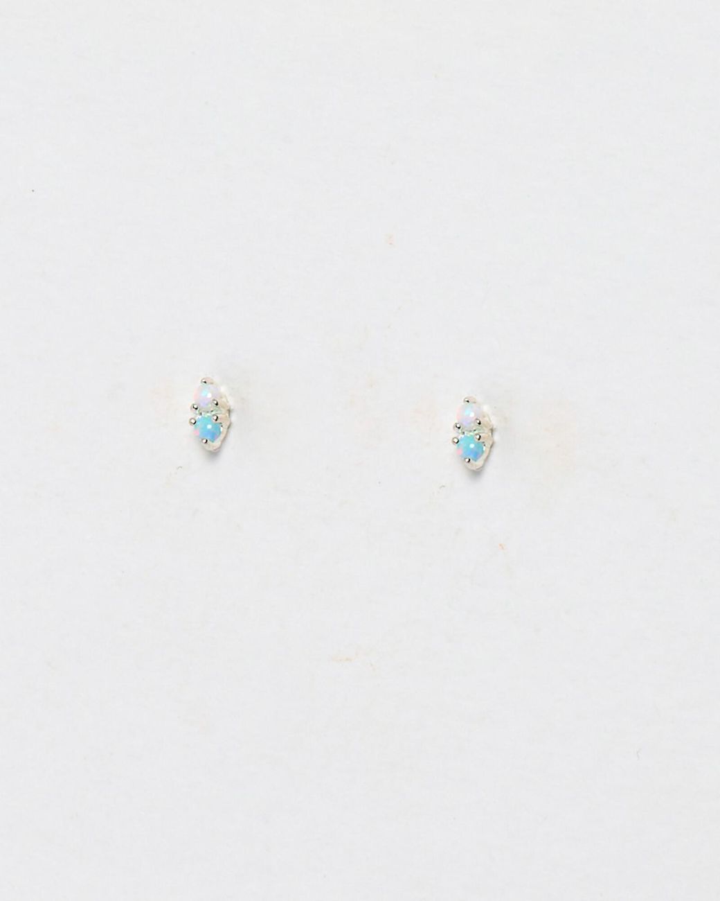 Oliver Bonas White Ffion Opalite Cluster Silver Stud Earrings
