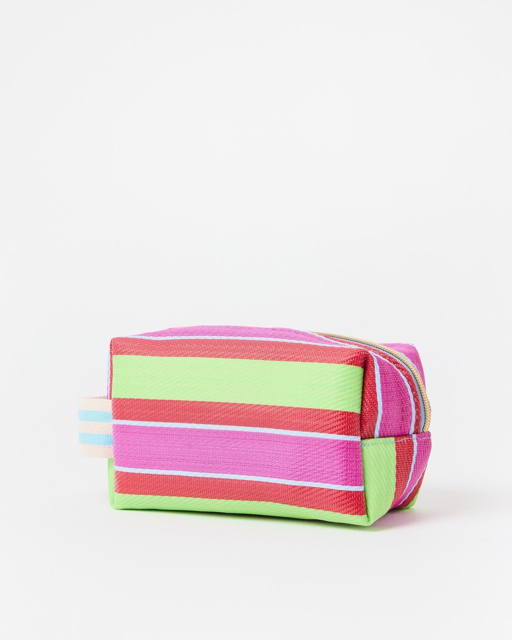 Oliver Bonas Pink & Green Striped Small Wash Bag