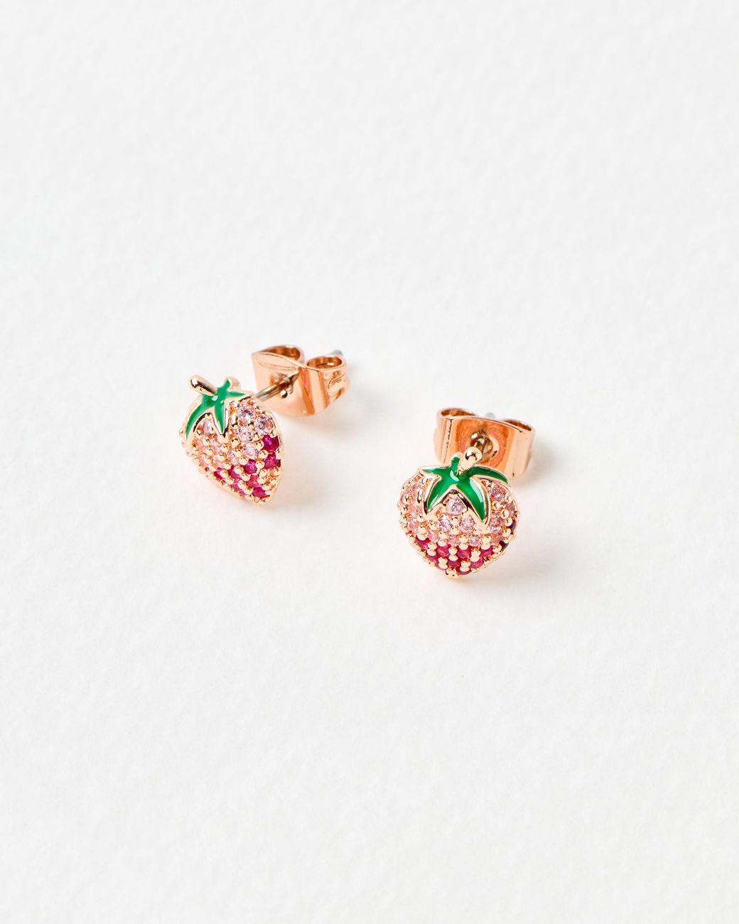 Oliver Bonas White Shellie Strawberry Stone Stud Earrings