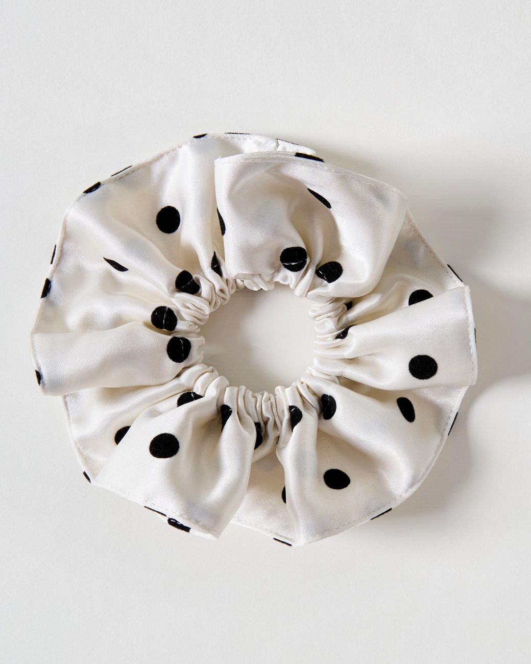 Oliver Bonas White Rosita Black Polka Dot Scrunchie
