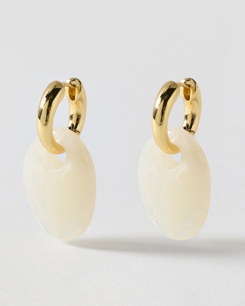 Oliver Bonas Natural Edna Resin Charm Drop Hoop Earrings