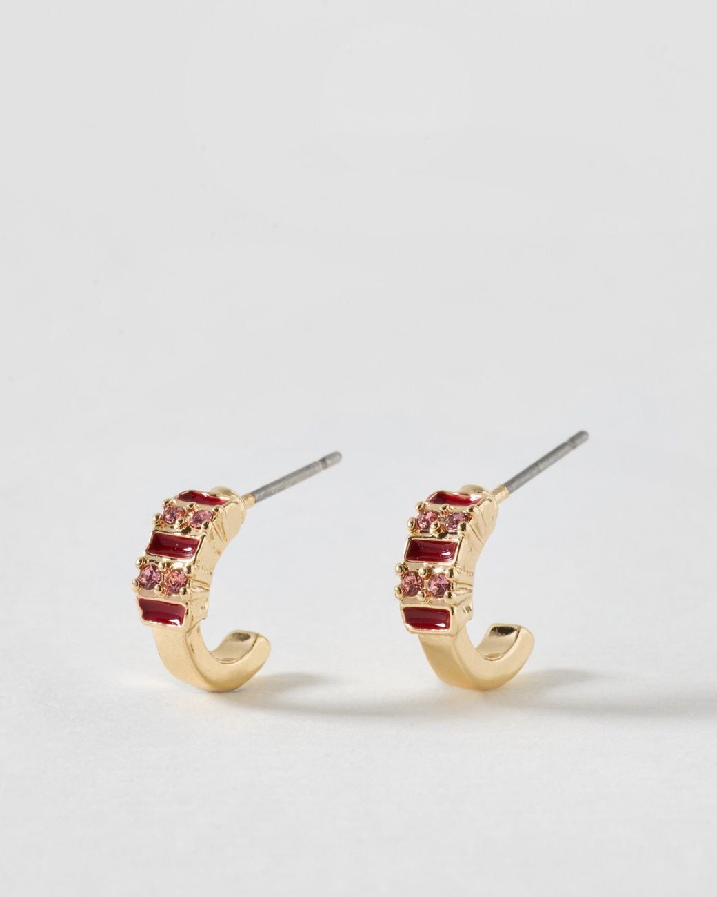 Oliver Bonas Metallic Mirabel Gold Tone & Stone Hoop Earrings