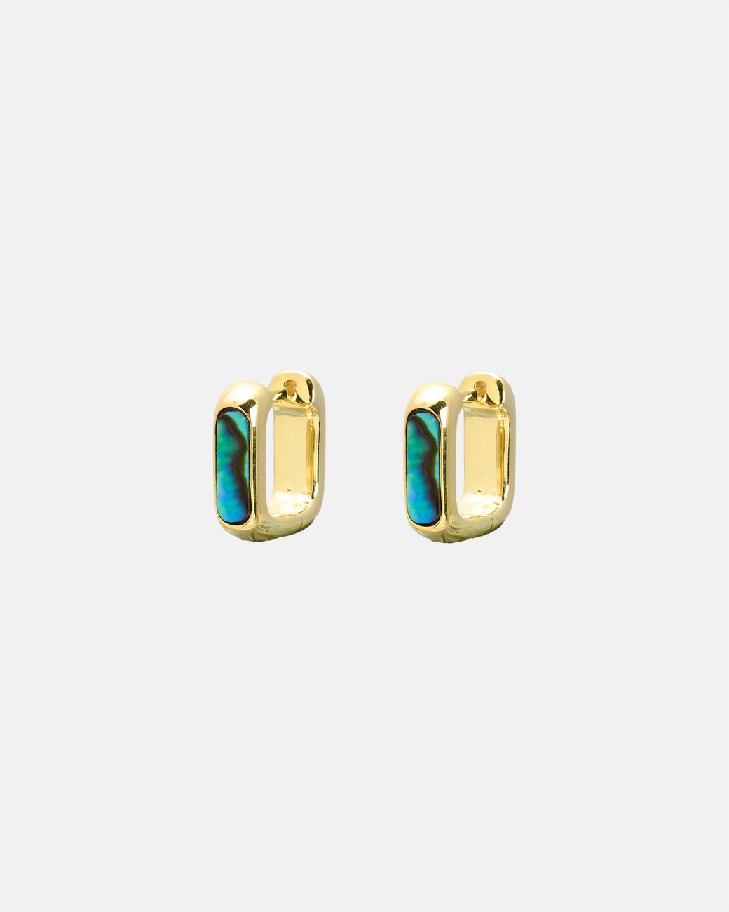 Oliver Bonas White Ava Paua Shell Square Hoop Earrings