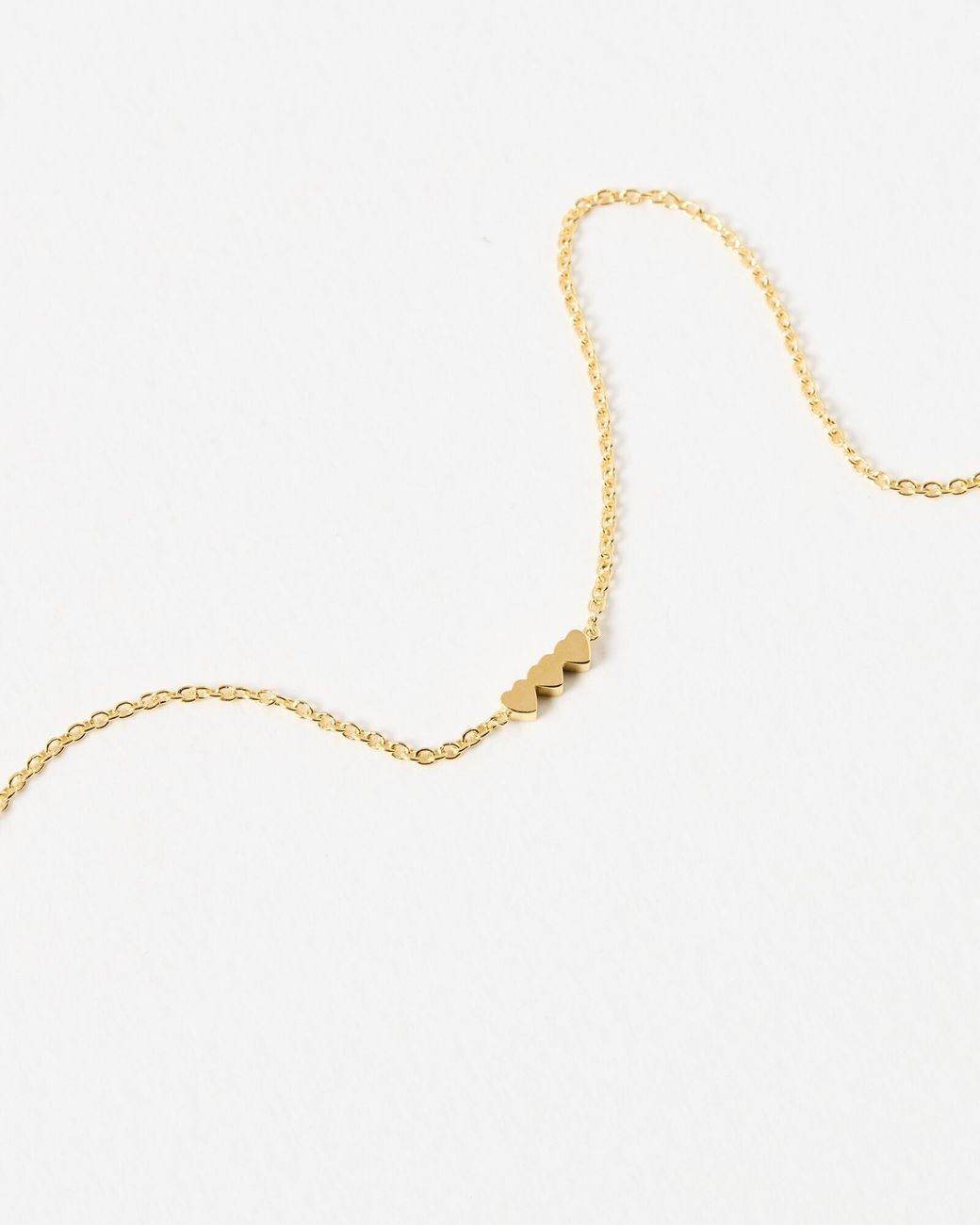 Oliver Bonas White Triple Heart Chain Necklace
