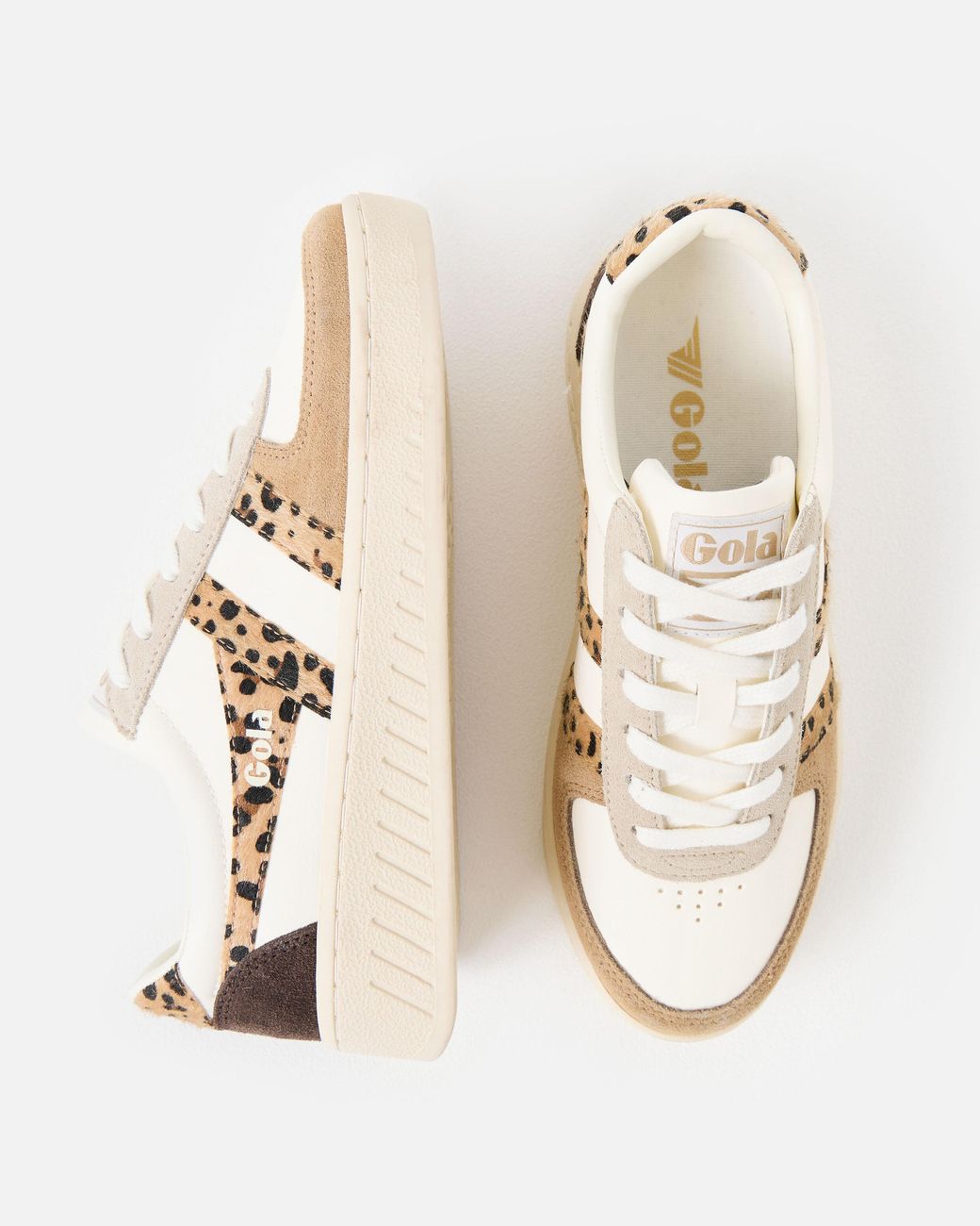 Gola Natural Grandslam Safari Quadrant Leopard Print Trainers, Size 3