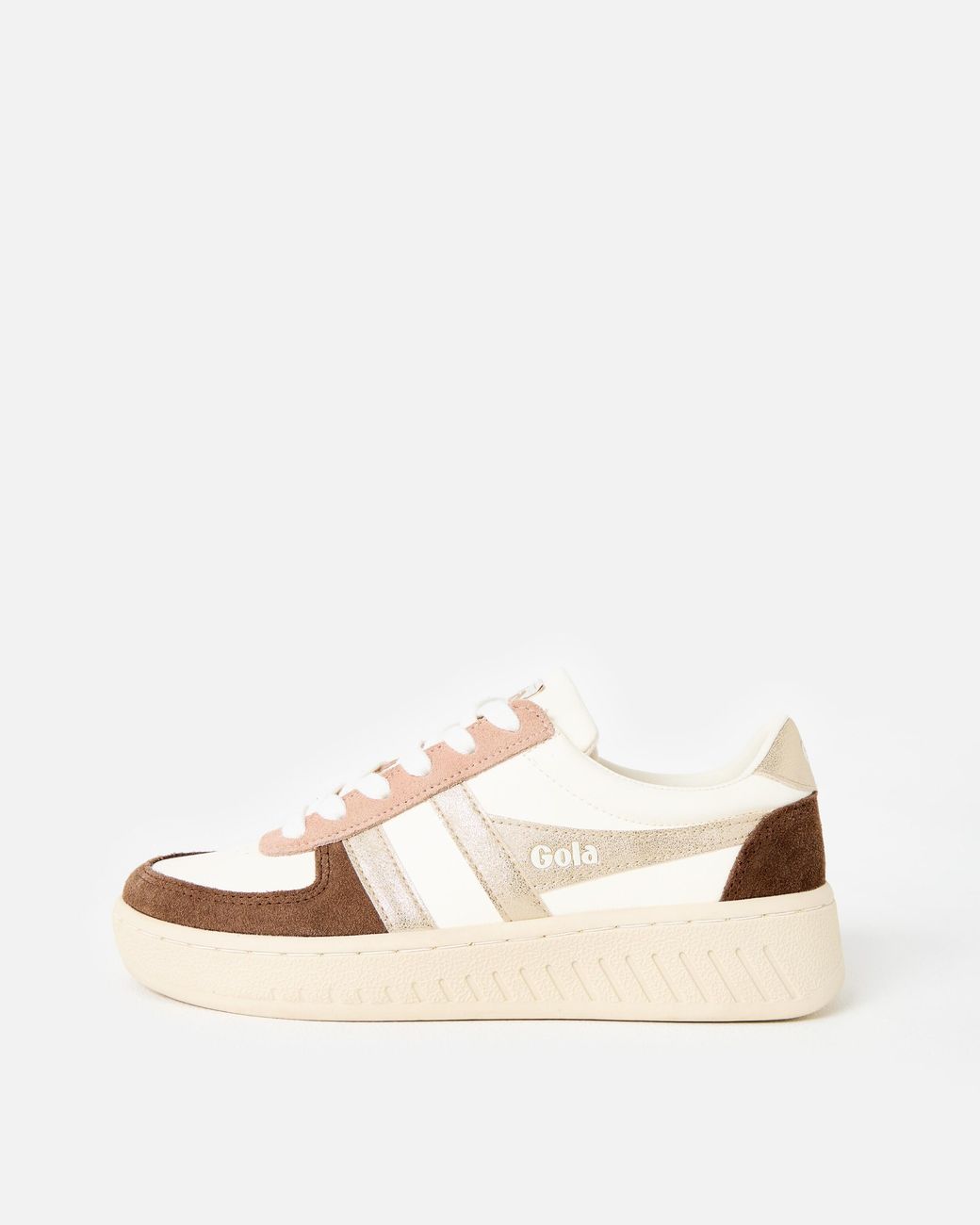 Gola Natural Grandslam Quadrant Otter & Gold Trainers, Size 3