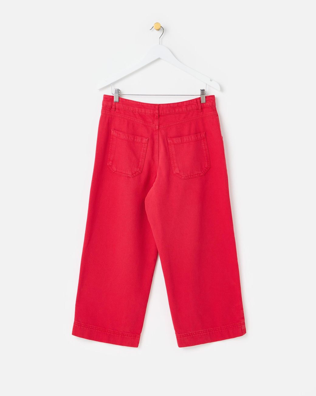 Oliver Bonas Red Scalloped Pocket Cropped Wide Leg Jeans, Size 10