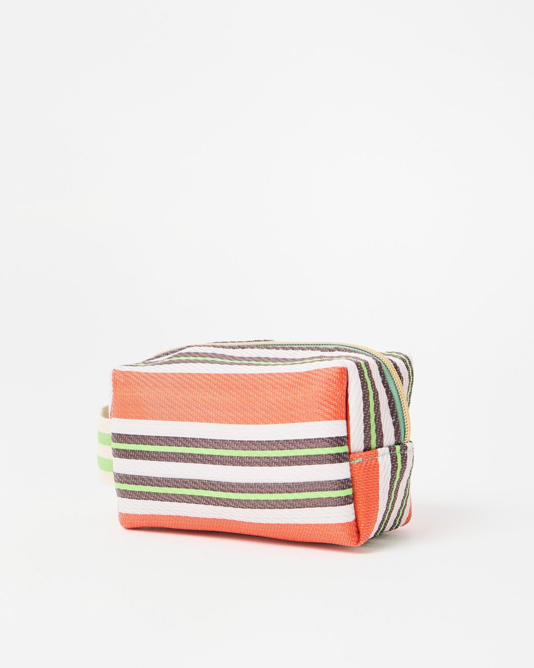 Oliver Bonas White Orange & Black Striped Extra Small Wash Bag