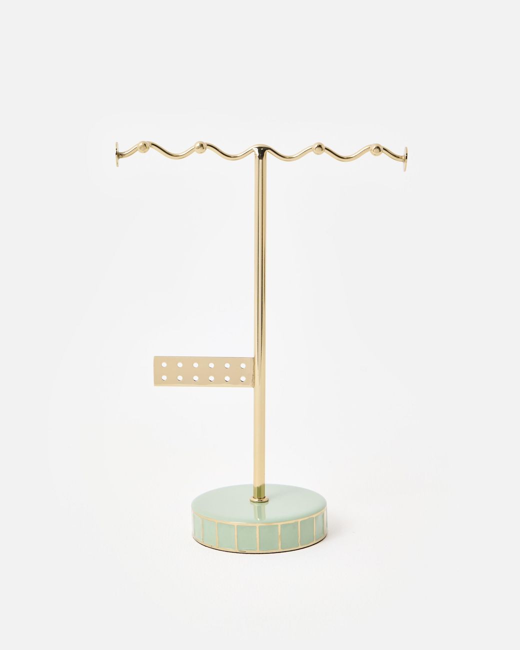 Oliver Bonas White Cilo Green Enamel Circle Jewellery Stand