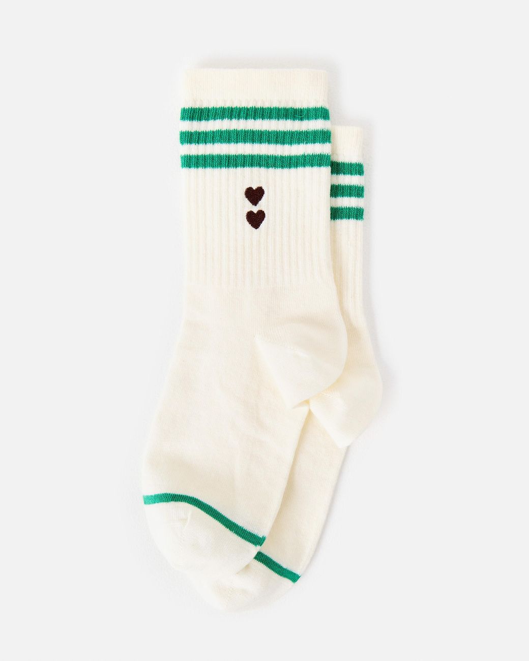 Oliver Bonas & Green Striped Double Heart Sporty Socks
