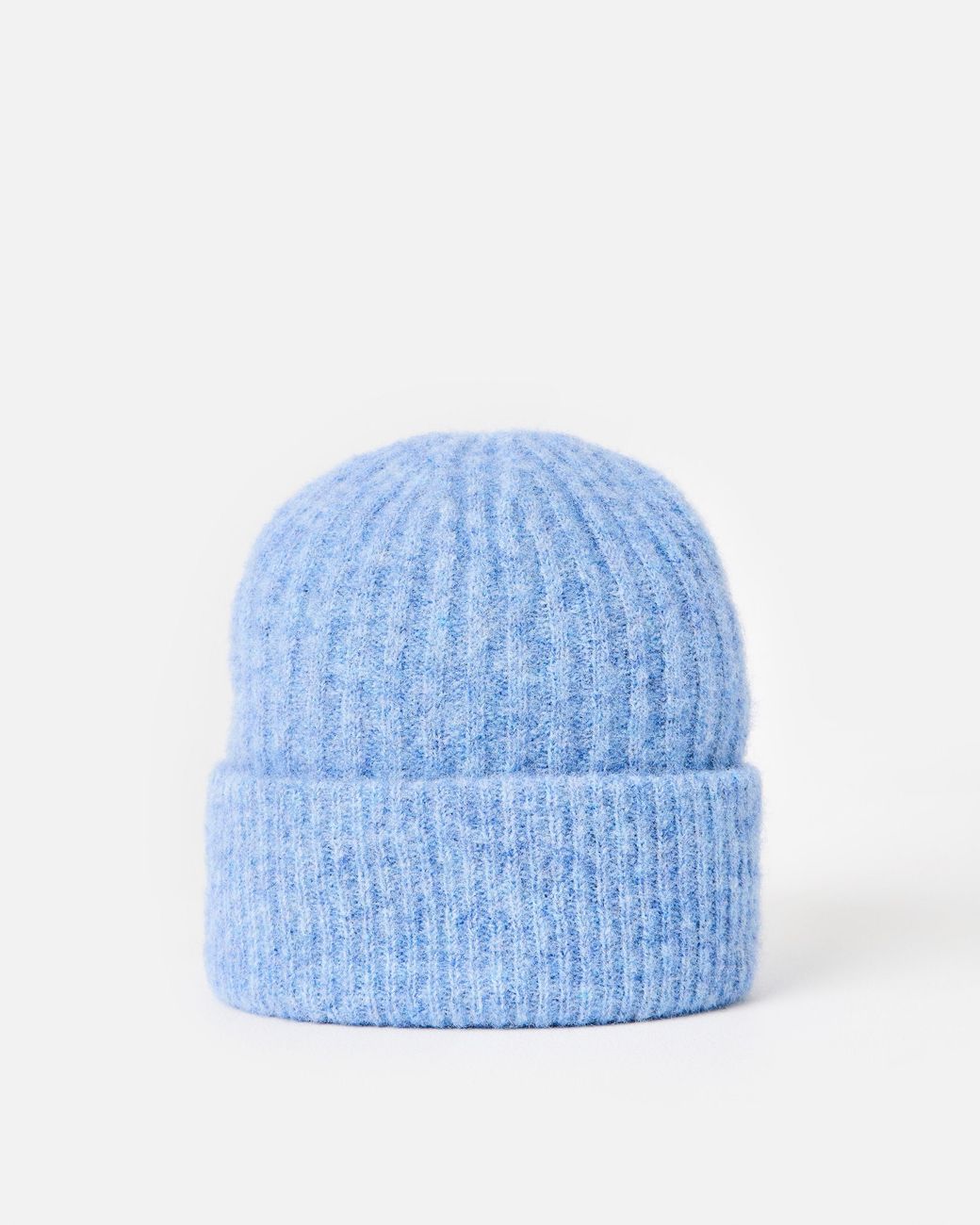 Oliver Bonas Blue Ribbed Knitted Beanie Hat