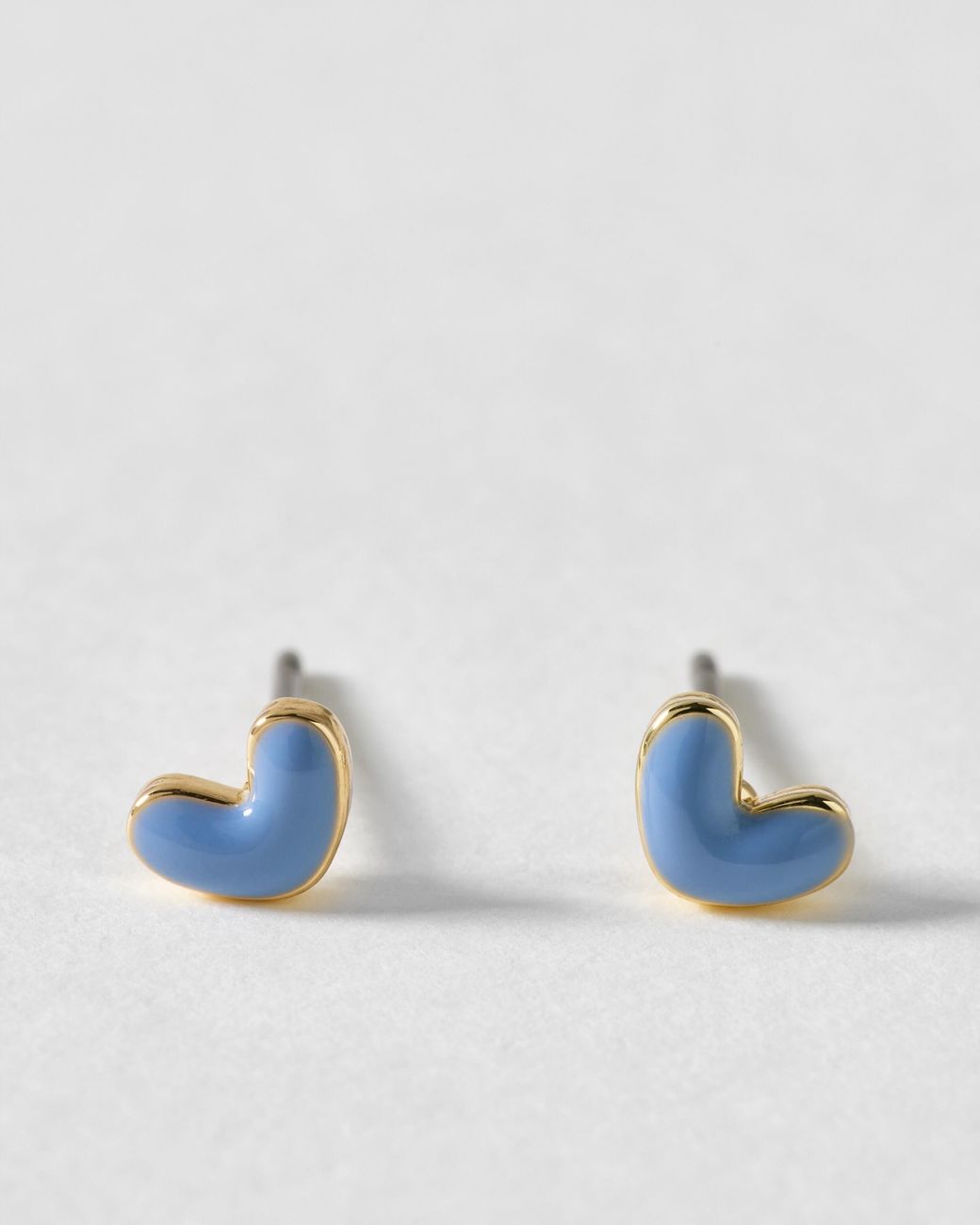 Oliver Bonas Blue Anne Mini Enamel Heart Stud Earrings