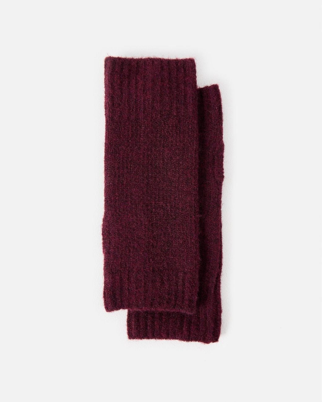 Oliver Bonas Purple Burgundy Ribbed Knitted Fingerless Gloves
