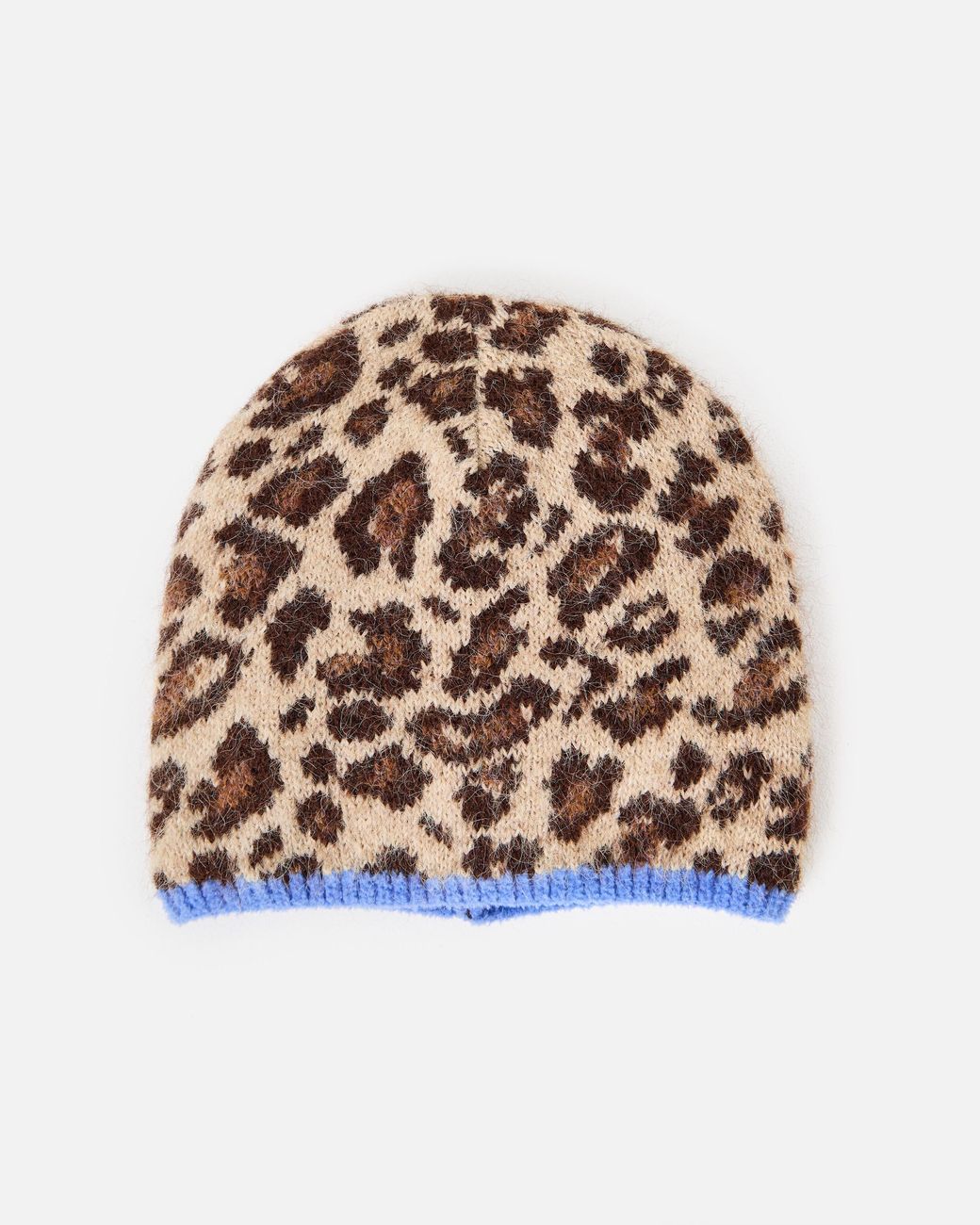 Oliver Bonas Brown Leopard Print Knitted Beanie Hat