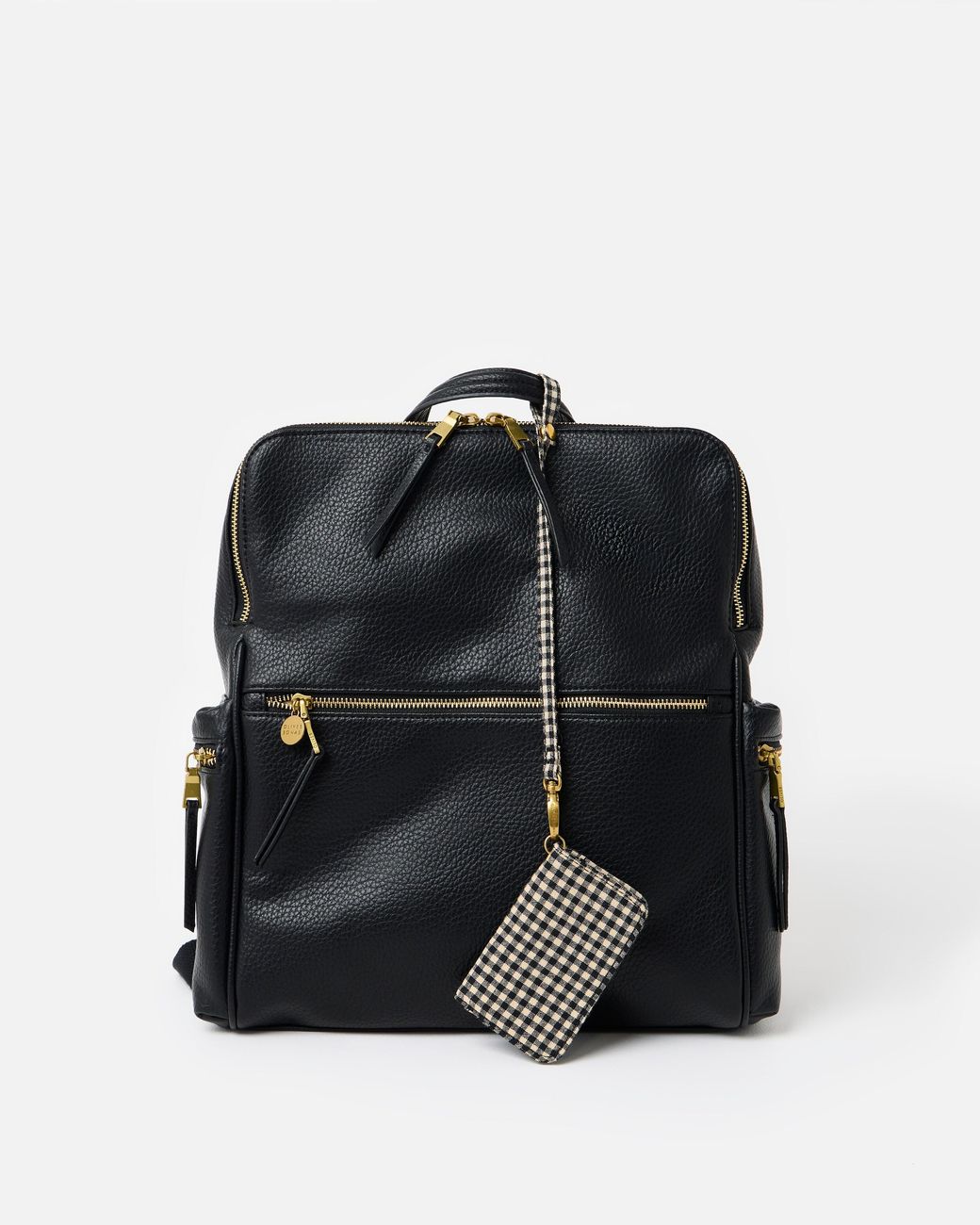 Oliver Bonas Black Imalie Curved Top & Gingham Backpack