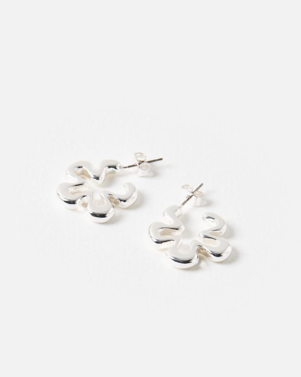 Oliver Bonas Natural Belle Flower Motif Hoop Earrings