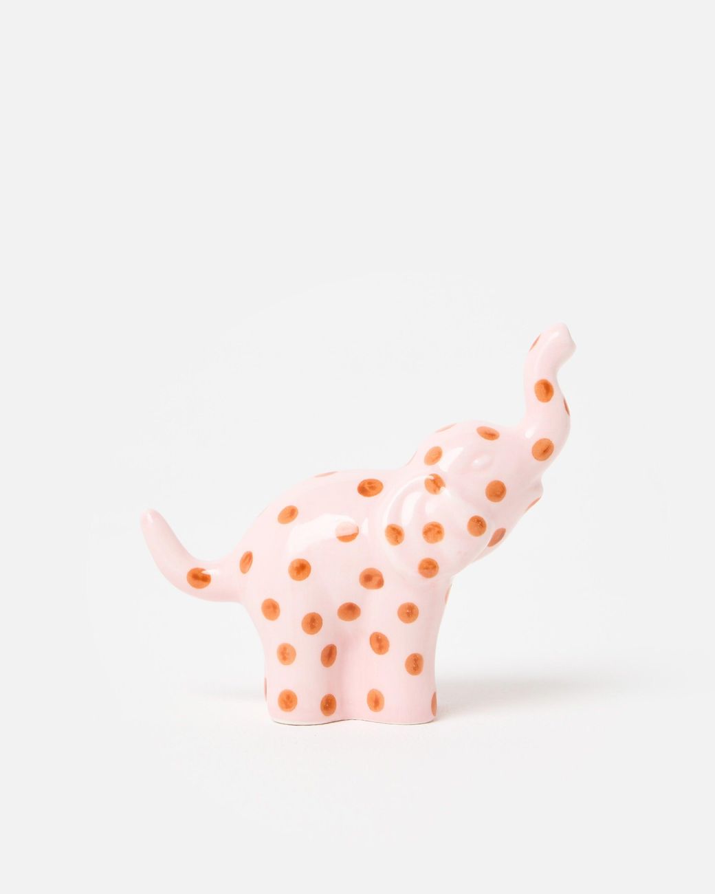 Oliver Bonas White Polka Dot Elephant Ceramic Ring Holder