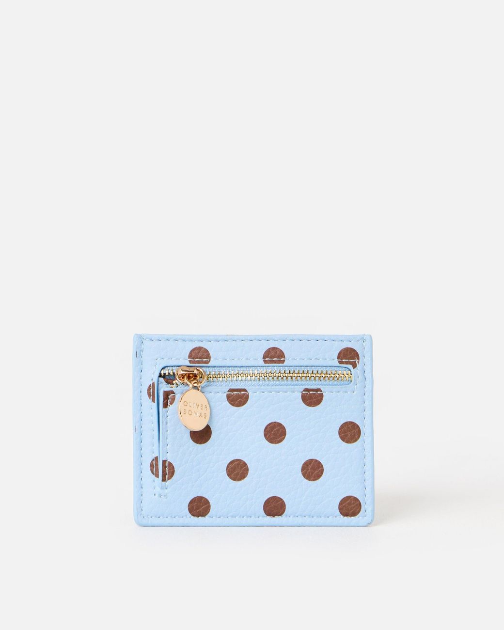 Oliver Bonas Blue Lola & Brown Polka Dot Zipped Card Holder