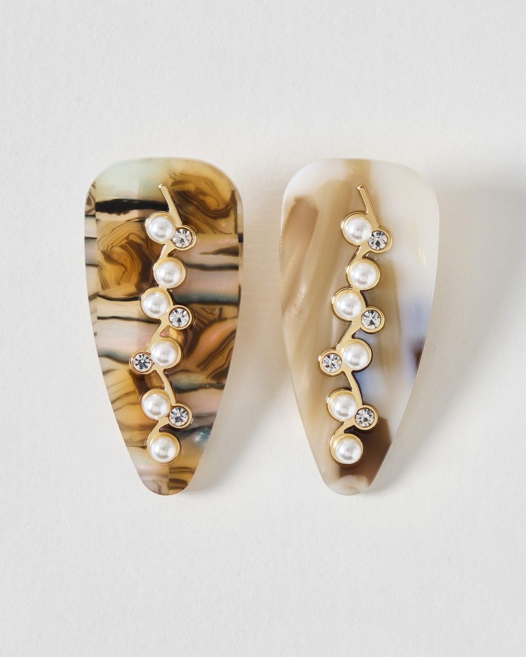 Oliver Bonas Metallic Galina Resin & Faux Pearl Hair Clips Set Of Two