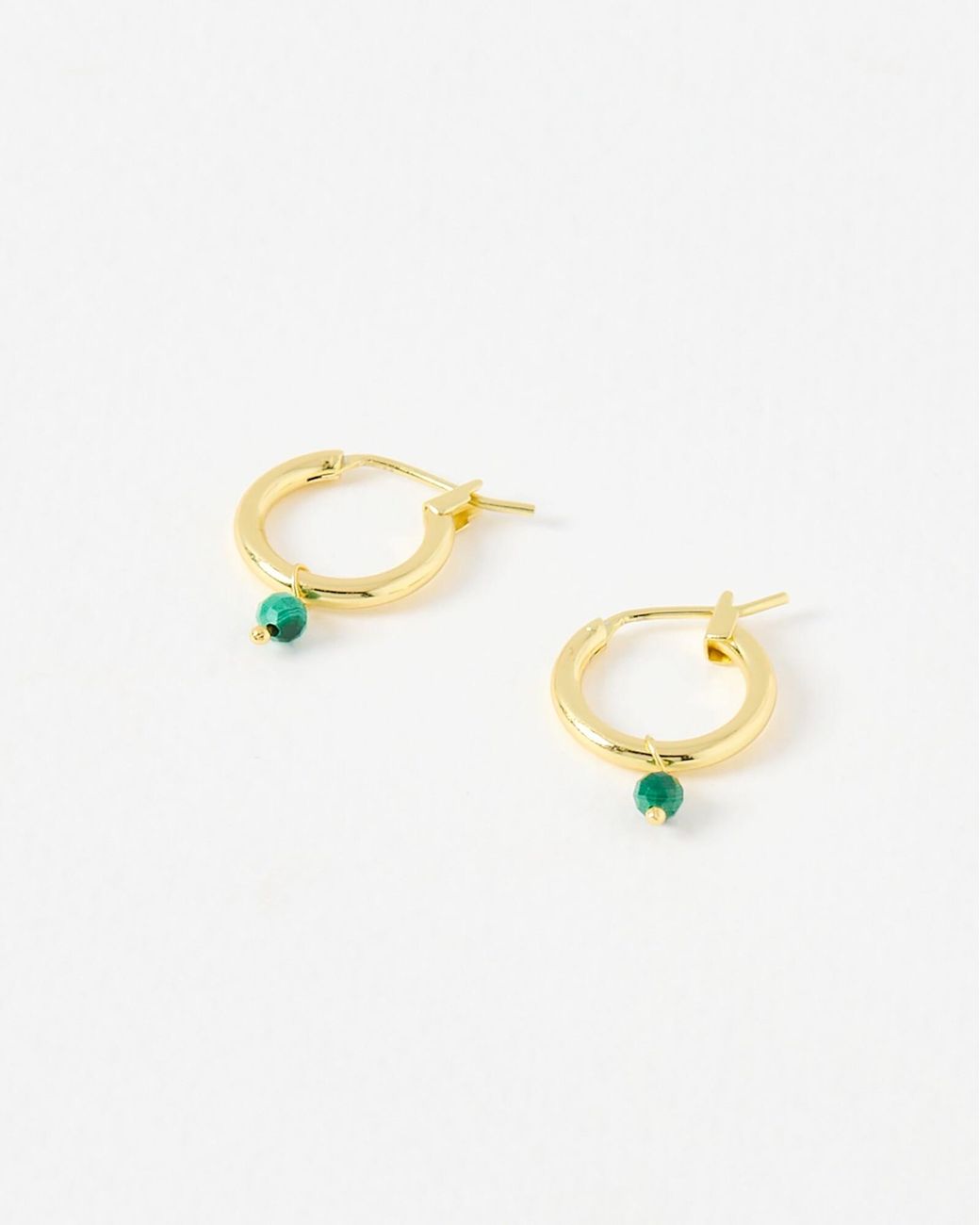 Oliver Bonas White Nou Malachite Drop Hoop Earrings