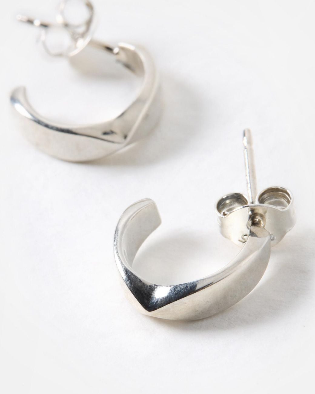 Oliver Bonas Blue Marlowe Faceted Sterling Huggie Earrings
