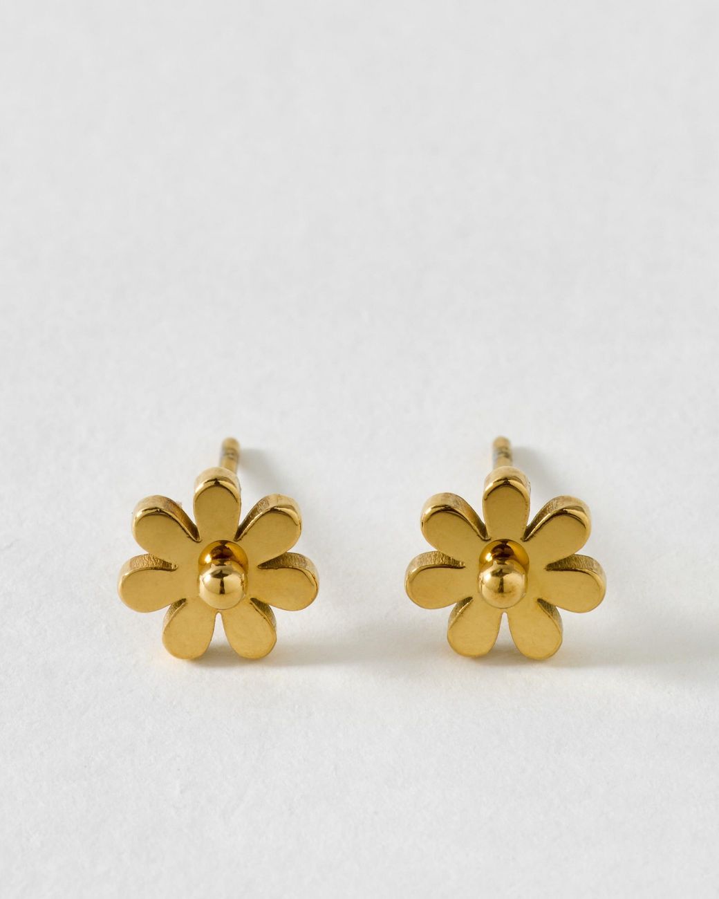 Oliver Bonas Metallic Rue Tone Waterproof Mini Flower Stud Earrings