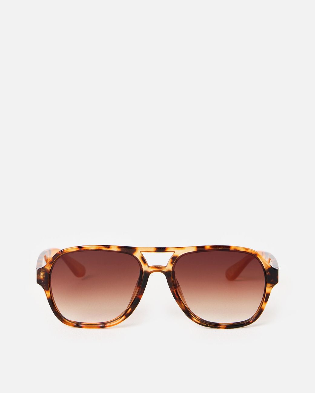 Oliver Bonas Pink Amber Faux Tortoiseshell Double Bridge Sunglasses