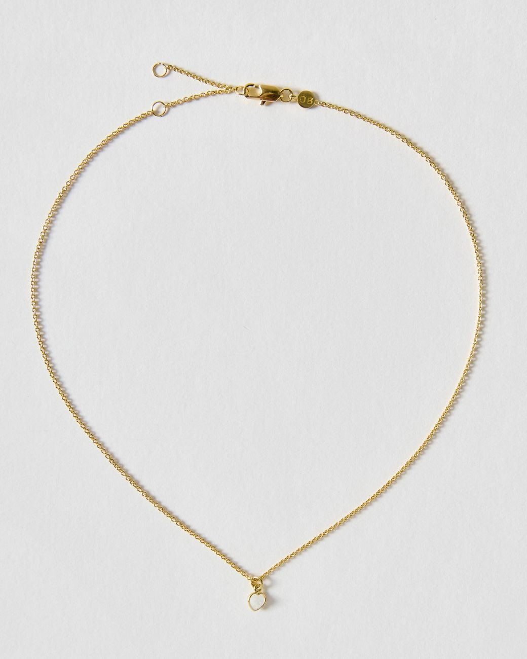 Oliver Bonas Metallic Auden Moonstone Heart Charm Pendant Necklace