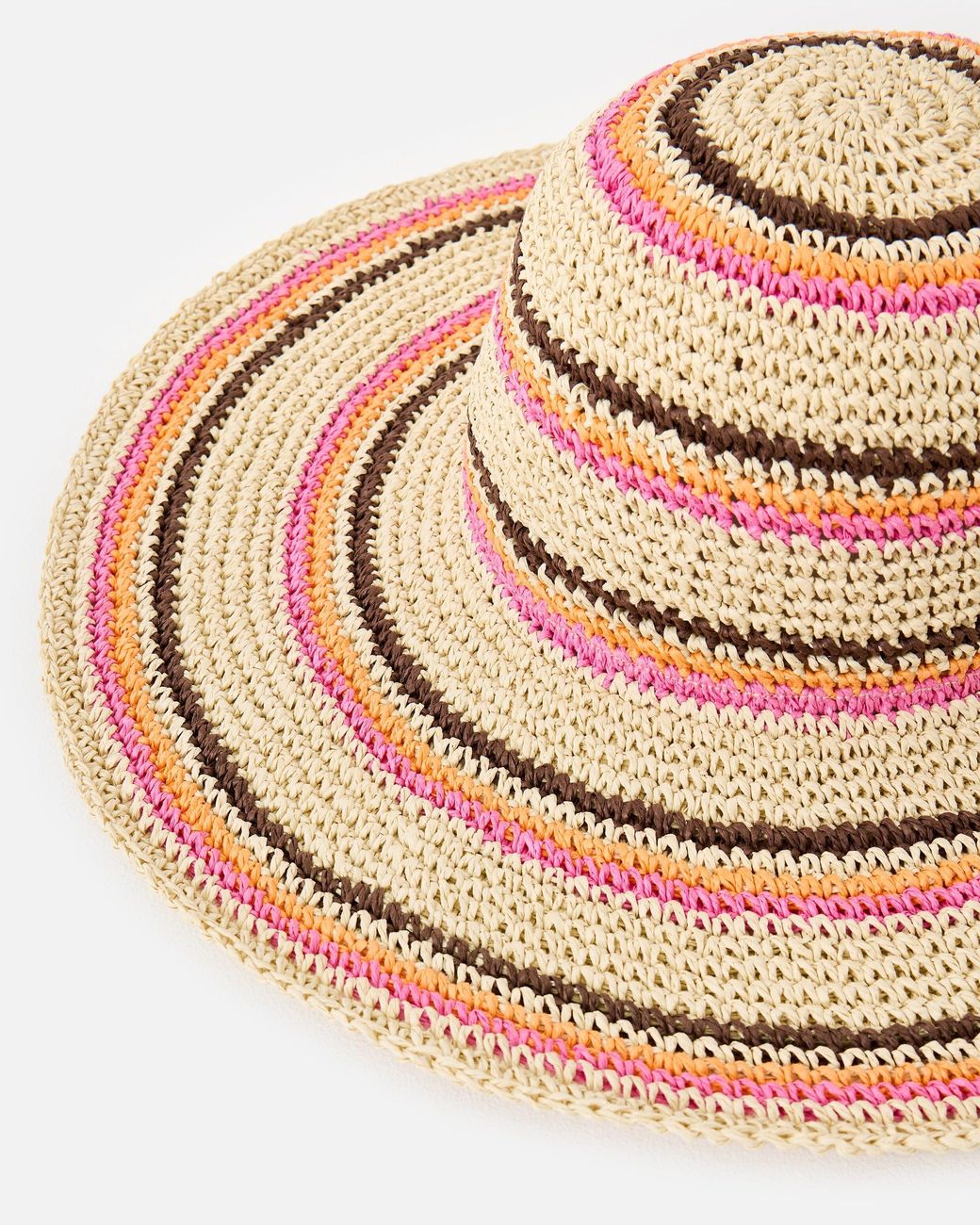 Oliver Bonas Natural & Pink Striped Floppy Hat