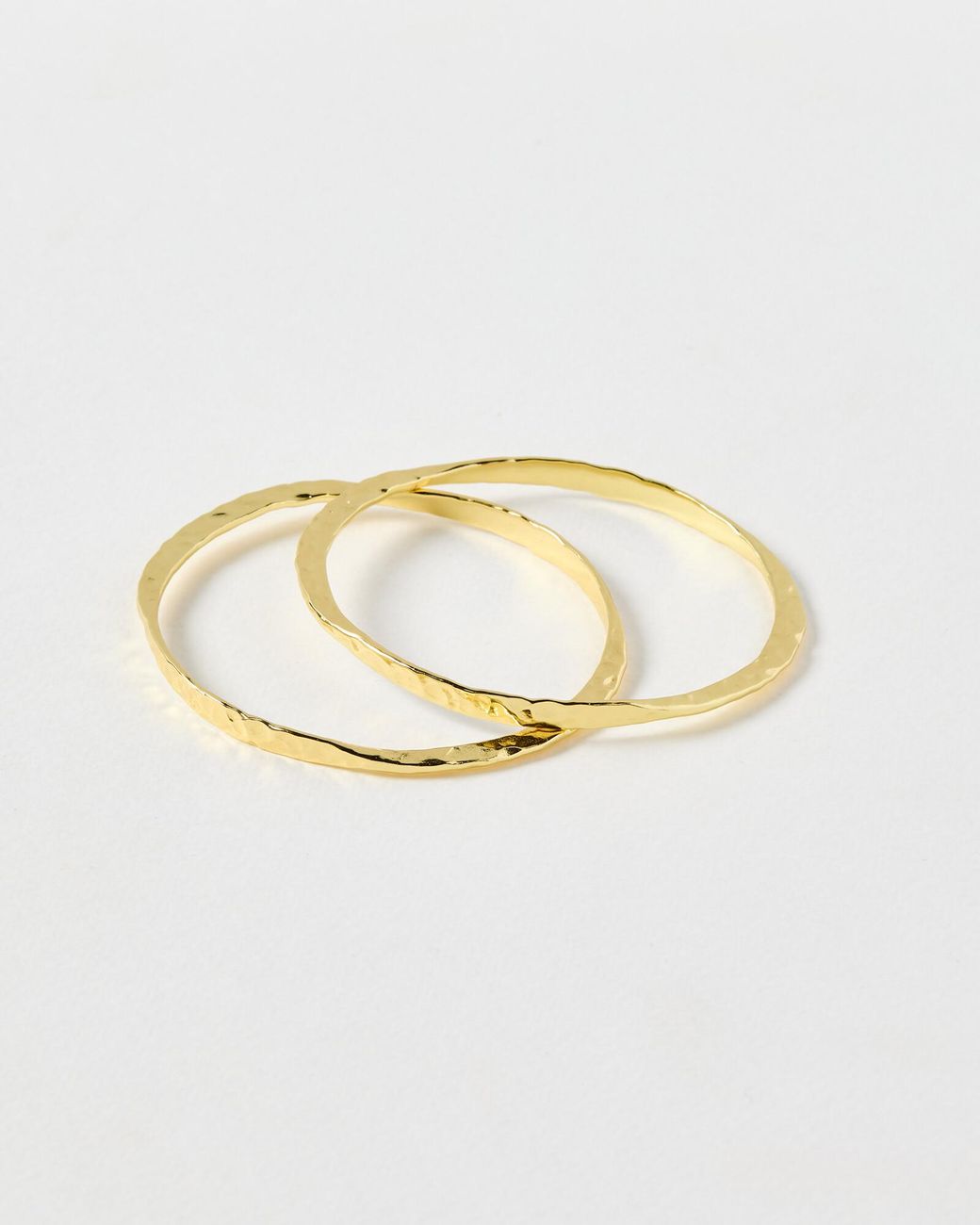 Oliver Bonas Metallic Clara Oval Hammered Bangle Pack Of Two