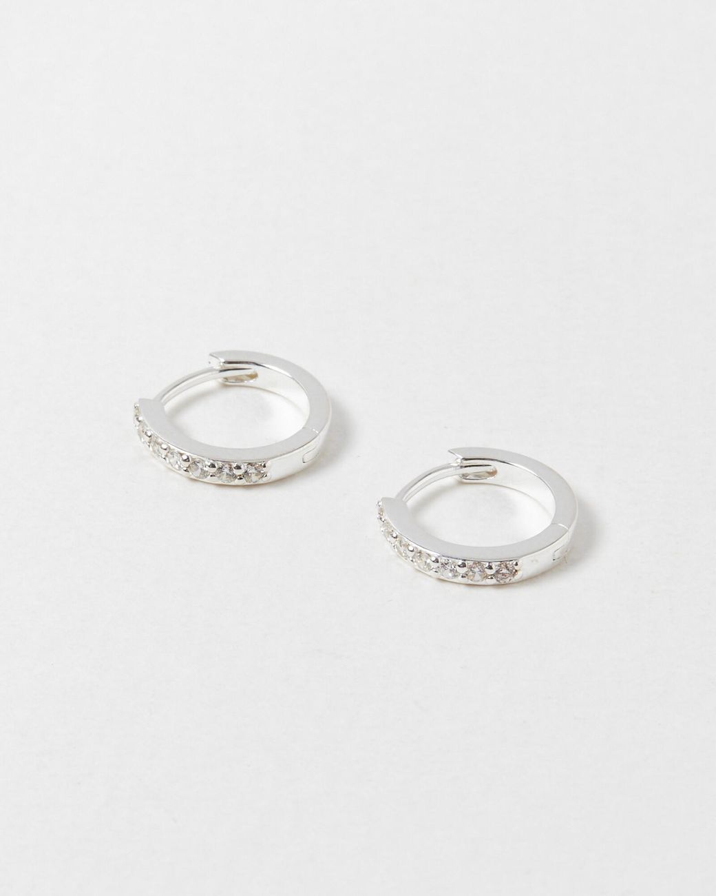Oliver Bonas White Clear Gem Huggie Earrings