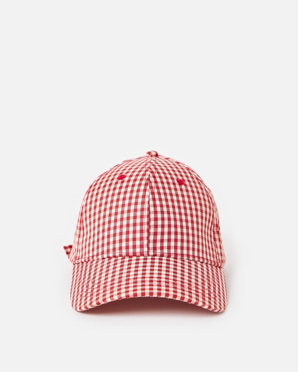 Oliver Bonas Red Gingham Cap Hat With Strawberry Motif