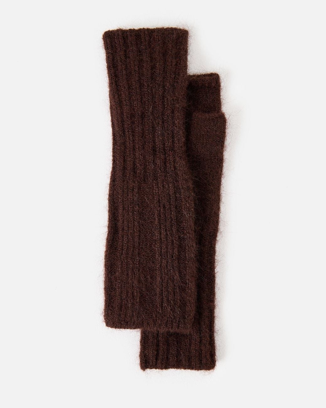 Oliver Bonas Brown Chocolate Ribbed Knitted Fingerless Gloves