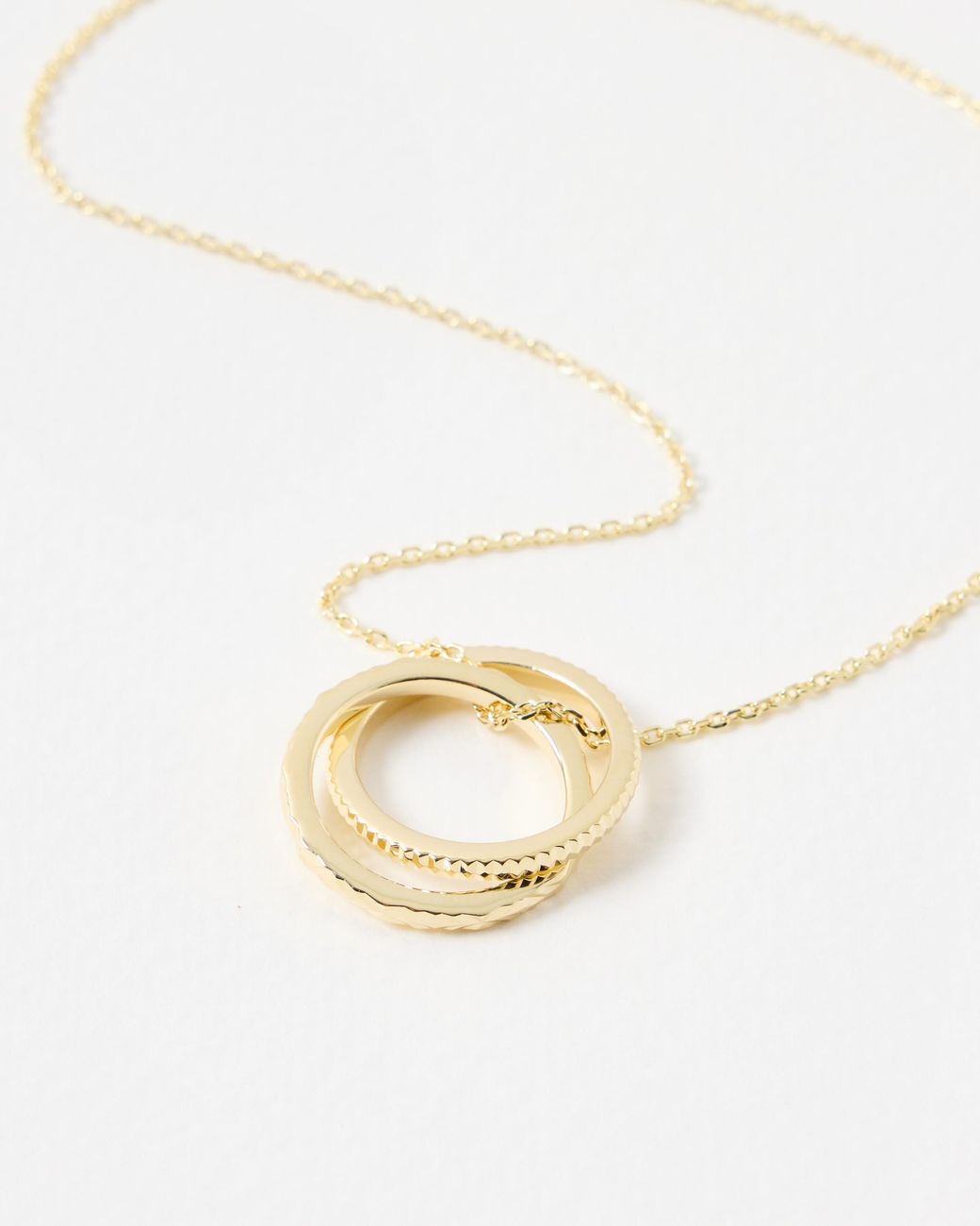 Oliver Bonas White Anita Textured Ring Charm Pendant Necklace