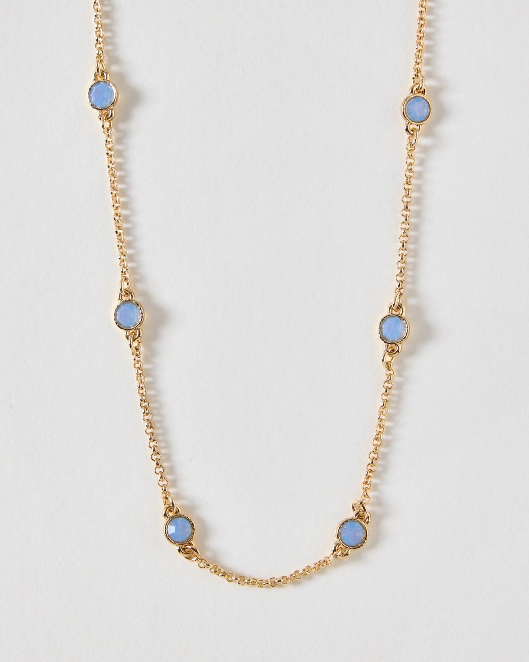 Oliver Bonas White Maddie Stone Gold Tone Chain Necklace