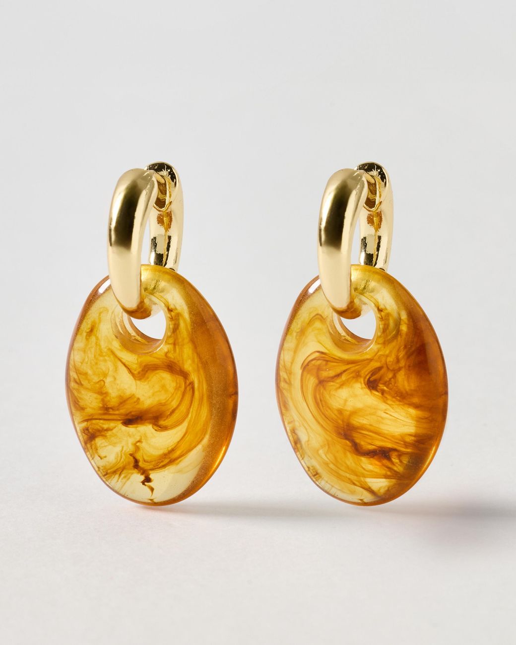 Oliver Bonas Metallic Edna Resin Charm Drop Hoop Earrings