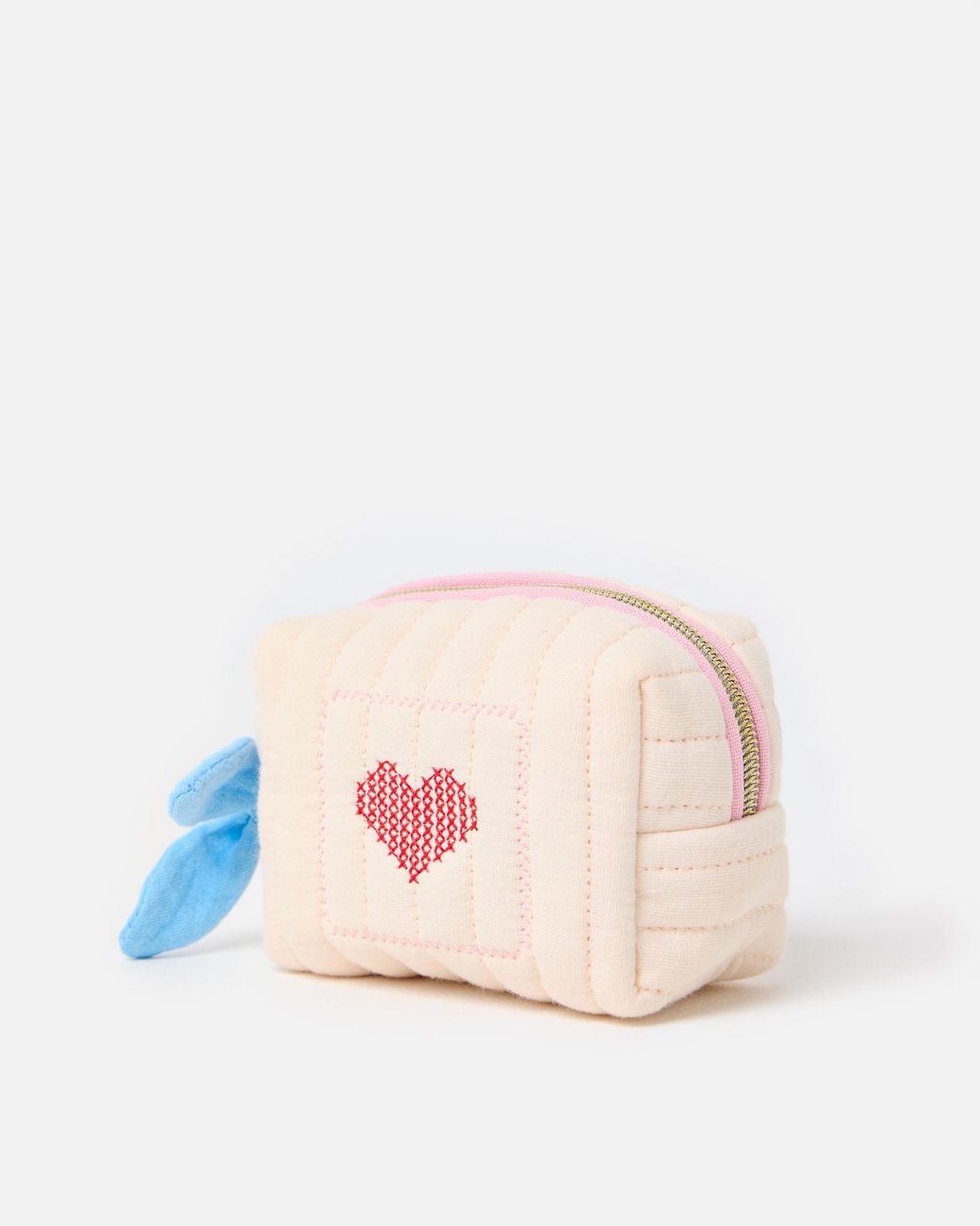 Oliver Bonas Pink Heart Quilted Wash Bag