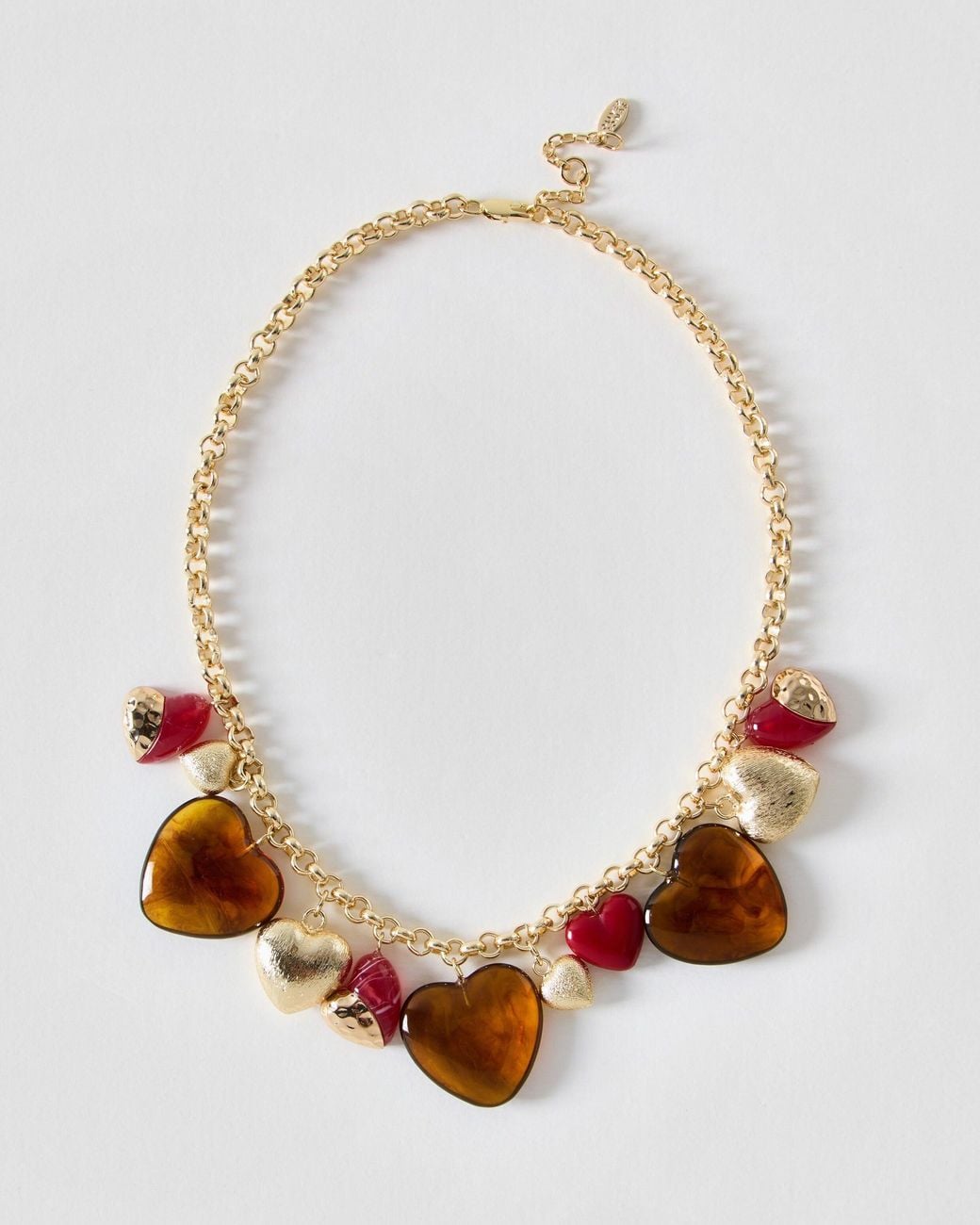 Oliver Bonas Pink Effa Resin Multi Heart Charm Statement Necklace