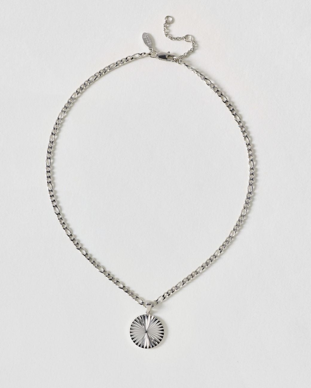 Oliver Bonas White Maya Tone Waterproof Etched Disc Pendant Necklace