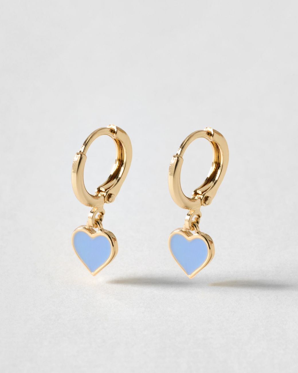 Oliver Bonas Blue Ottilie Heart Gold Tone Huggie Earrings