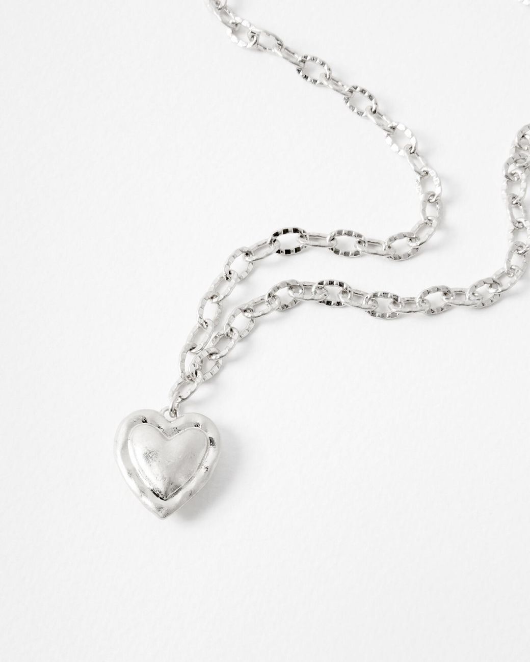 Oliver Bonas White Hadley Tone Hammered Heart Necklace