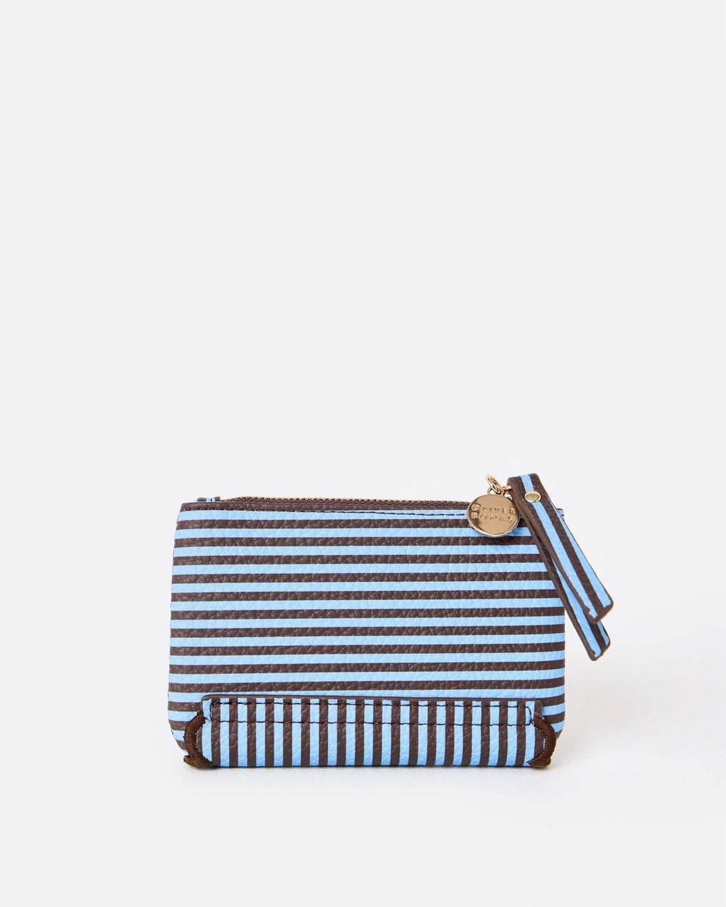 Oliver Bonas White Millie Brown & Striped Zipped Purse